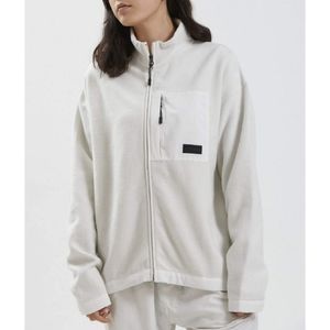 Afends Kelly - Unisex Recycled Zip Up Fleece Jacket - Off White S